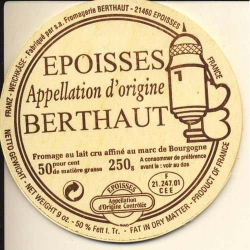 Etiquette De Fromage - Époisses Appélation D'origine Berthaut
