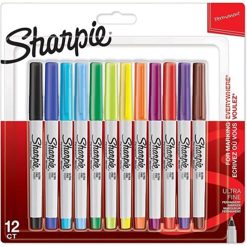 Sharpie Blister De 12 Marqueurs Indélébiles Pointe Ultra Fine