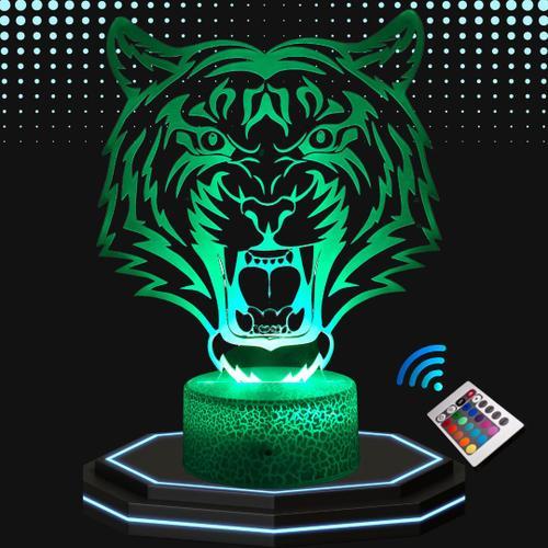 Lampe De Chevet 3d Led Animal Animaux Tigre, Veilleuse Changement De Couleurs, Lampe Tactile Bureau Et Chambre Enfant, Eclairage D’Ambiance Décoration De Maison 3d, Idée Cadeau Anniversaire Et Noël