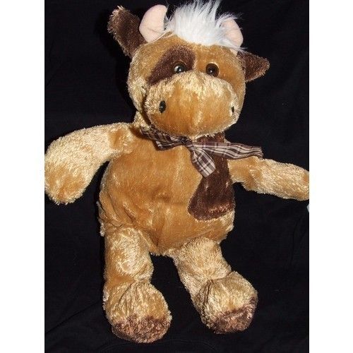 Doudou Vache Taureau Sandy Peluche Marron Beige 43 Cms