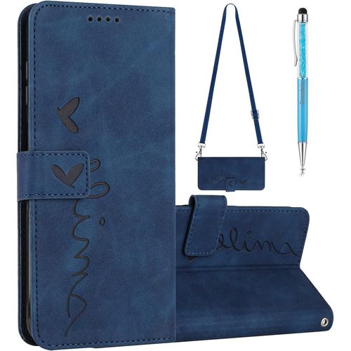 Coque Pour Samsung Galaxy A03 Core Avec Cordon, Coque Samsung A03 Core Avec Lani¿¿Re, Etui Protection Housse En Cuir Pu,Magntique Pochette Flip Case Porte Cartes Samsung A03 Core (Bleu)