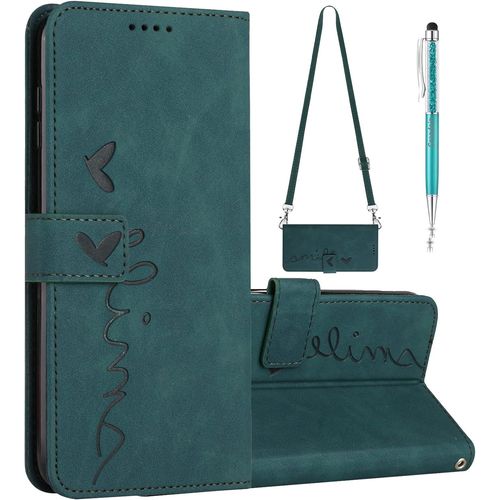 Coque Pour Samsung Galaxy A03 Core Avec Cordon, Coque Samsung A03 Core Avec Lani¿¿Re, Etui Protection Housse En Cuir Pu,Magntique Pochette Flip Case Porte Cartes Samsung A03 Core (Vert)