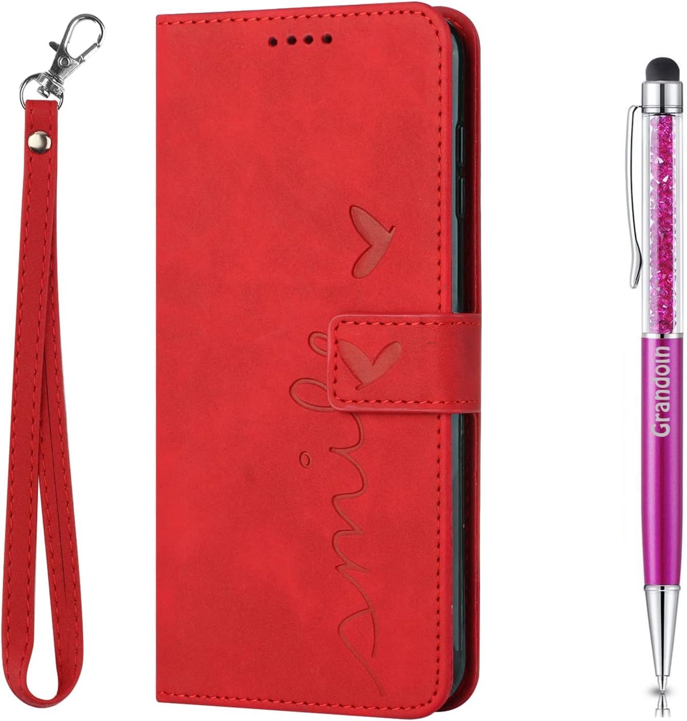 Coque Pour Samsung Galaxy A03 Core, Coque Samsung A03 Core, Etui Protection Housse Premium En Cuir Pu,Magntique Pochette Flip Case Porte Cartes Avec Support Cover Samsung A03 Core (Rouge)