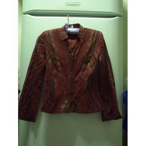 Veste Jacqueline Riu T36 Manches Longues  Chamarrée Bordeaux Orangé