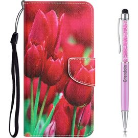 Coque Pour Xiaomi Redmi Note 8, Tui Portefeuille En Cuir Pour Xiaomi Redmi Note 8, Housse De Protection Etui Rabat Premium En Cuir Pu [Pochette De Portefeuille] [Magntique] (Fleur 2)