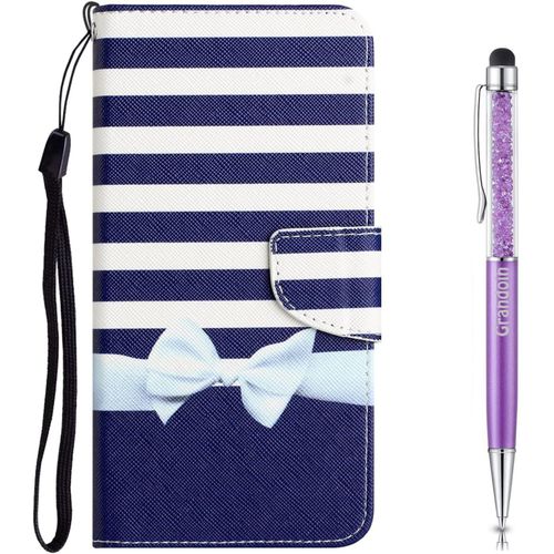Coque Pour Xiaomi Redmi Note 9t, Tui Portefeuille En Cuir Pour Xiaomi Redmi Note 9t, Housse De Protection Etui Rabat Premium En Cuir Pu [Pochette De Portefeuille] [Magntique] (Raie)