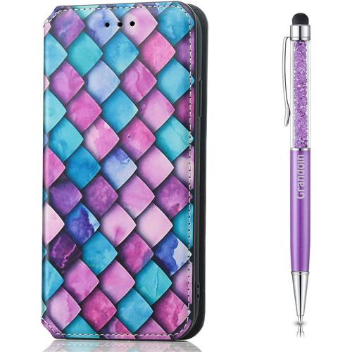 Coque Pour Samsung A40, Housse Galaxy A40, Etui Rabat Protection Housse Premium En Cuir Pu,Pochette Fermeture Magntique,Flip Case Compatible Avec Samsung Galaxy A40 (Violet)