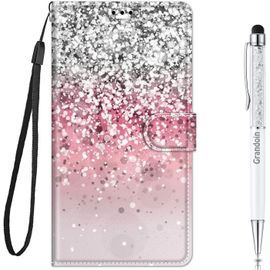 Coque Pour Huawei Honor 9 Lite, Mode Cratif Effet Bookstyle Dsign Tui De Protection Housse En Pu Cuir Avec Portefeuille Fermeture Magntique Fentes Pour Cartes (Bling Paillettes)