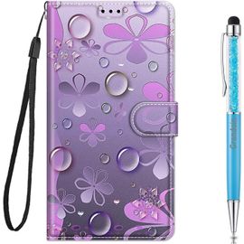 Coque Pour Huawei Honor 9 Lite, Mode Cratif Effet Bookstyle Dsign Tui De Protection Housse En Pu Cuir Avec Portefeuille Fermeture Magntique Fentes Pour Cartes (Fleur)