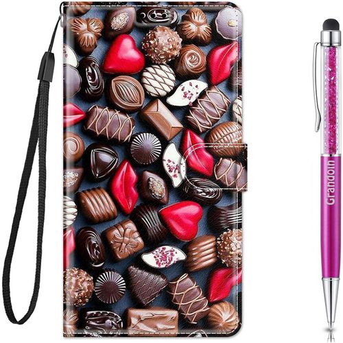 Coque Pour Samsung Galaxy A20e, Mode Cratif Effet Dsign Tui De Protection Housse En Pu Cuir Avec Portefeuille Fermeture Magntique Fentes Pour Cartes Und Flip Bquille (Chocolat)