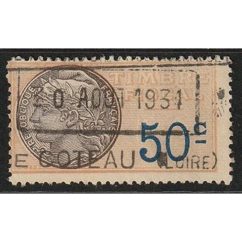 France Timbre Fiscal - Daussy 1925 (0,50f) N°15 Oblitéré 30 Août 1931 Coteau Loire