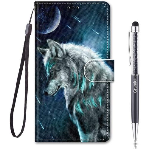 Coque Pour Samsung Galaxy A03 Core, Housse Etui Portefeuille Samsung A03 Core, Mode Cratif Effet Bookstyle Tui De Protection Housse En Pu Cuir Avec Tpu Silicone Phone Case (Loup)