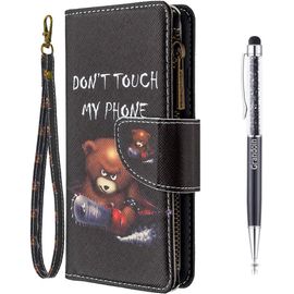 Coque Pour Xiaomi Redmi Note 8, Peint Flip Cover Tui Fermeture Clair Housse En Pu Cuir Avec Tpu Silicone Souple [Fente De Carte] [Fermeture Magntique] (Ours)