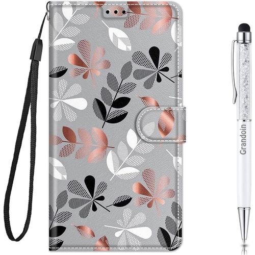 Coque Pour Xiaomi Redmi Note 4 / 4x, Mode Cratif Effet Bookstyle Dsign Tui De Protection Housse En Pu Cuir Avec Portefeuille Fermeture Magntique Fentes Pour Cartes (Feuilles)