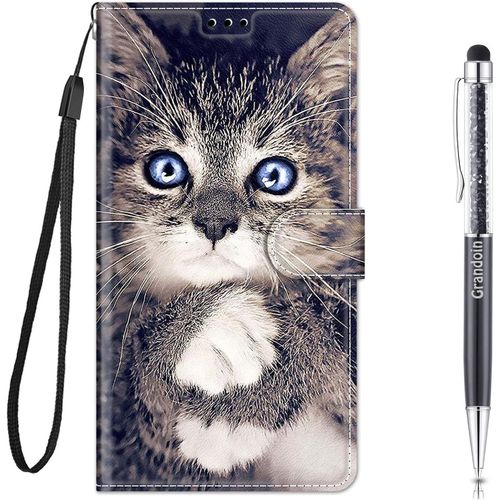 Coque Pour Xiaomi Redmi Note 9t 5g/ Redmi Note 9 5g, Mode Cratif Effet Dsign Tui De Protection Housse En Pu Cuir Avec Portefeuille Fermeture Magntique Fentes Pour Cartes (Chat 1)