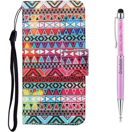 Coque Pour Huawei P Smart 2020, Protection Housse En Cuir Portefeuille Livre, Cratif Peint Tui Flip Case Avec [Emplacements Cartes] [Fonction Support] [Magntique] (Style Tribal)