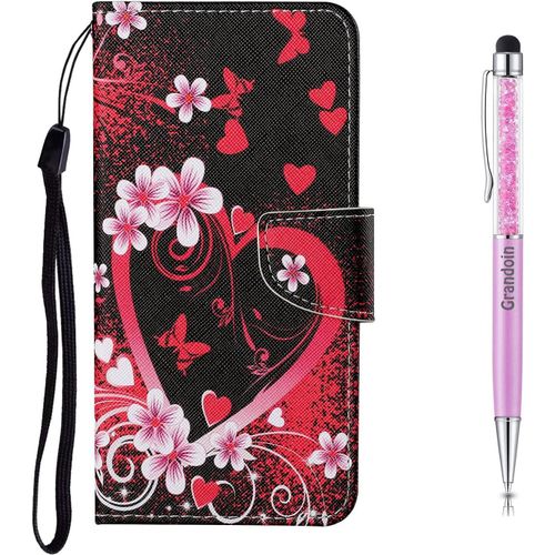 Coque Pour Huawei Y5 2019 / Honor 8s, Protection Housse En Cuir Portefeuille Livre, Peint Tui Flip Case Avec [Emplacements Cartes] [Fonction Support] [Magntique] (Coeur 1)