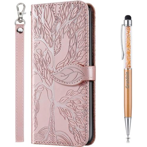 Coque Pour Google Pixel 4a 5g, Housse En Cuir Google Pixel 4a 5g Portefeuille, Etui Rabat Tlphone Magntique Etui Protection Housse Avec Fente Cartes Antichoc Clapet Folio Coque (Rose)