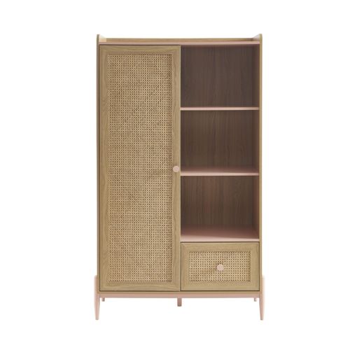 Armoire Rose Et Cannage Rotin 1 Porte Et 1 Tiroir