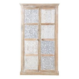 Armoire En Manguier Massif Blanche Et Argentée L 100 Cm