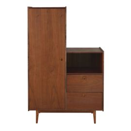 Armoire Vintage 1 Porte Battante 2 Tiroirs Marron
