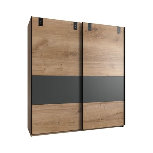 Armoire 2 Portes Coulissantes Avec Insert Coloris Graphite - L135 Cm