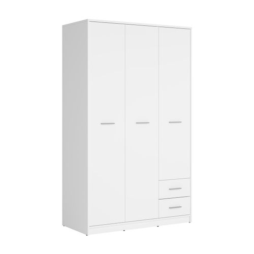 Armoire 3 Portes 2 Tiroirs Stratifiés Blanc