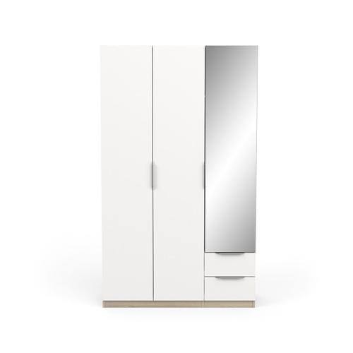 Armoire 3 Portes, 2 Tiroirs Et 1 Miroir - L119,4 Cm