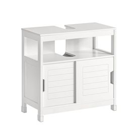 Meuble Sous Lavabo 2 Portes Effet Bois Blanc