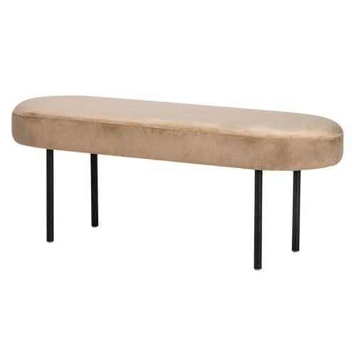 Banc En Métal Et Velours Beige