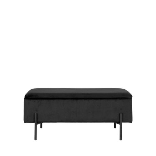 Banc Avec Coffre De Rangement En Velours Et Métal Noir