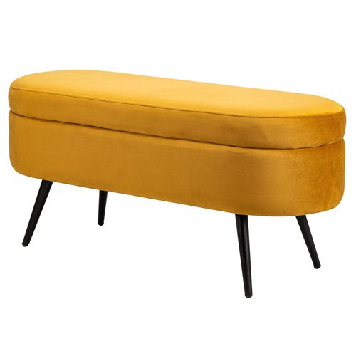 Banc En Métal Et Velours Jaune Moutarde