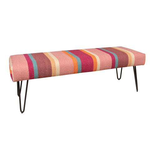 Banc En Tissu Coloré Et Pieds En Métal Noir