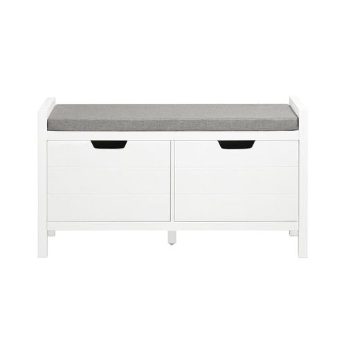 Banc D'entrée 2 Portes Effet Bois Blanc