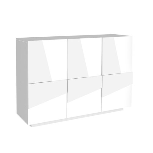 Meuble D'entrée Effet Bois Blanc Brillant 121x38h86 Cm