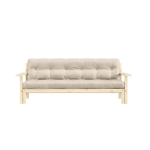 Canapé Convertible En Pin Massif Avec Futon Beige 2 Places