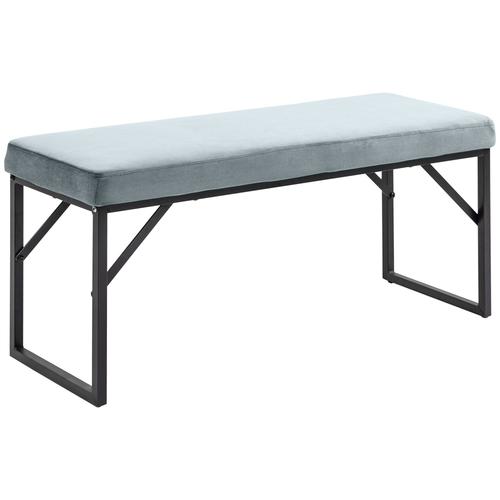 Banc Banquette Design Contemporain Piètement Acier Noir Velours Gris