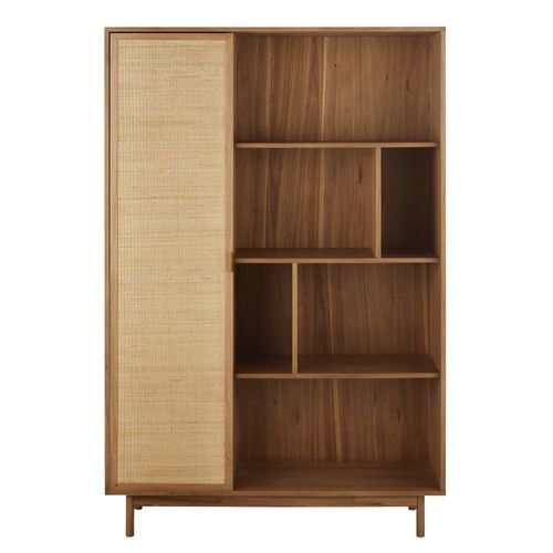 Bibliothèque 1 Porte Marron Et Fibre Végétale