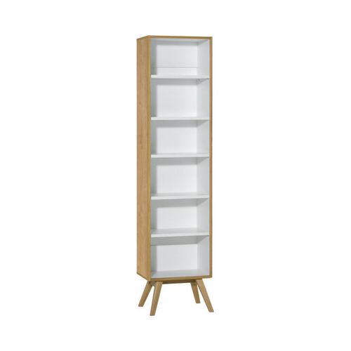 Bibliothèque 5 Étagères H207,5 Cm - Blanc Et Décor Chêne