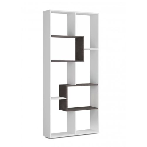 Bibliothèque 8 Compartiments Effet Bois Blanc Et Oxyde