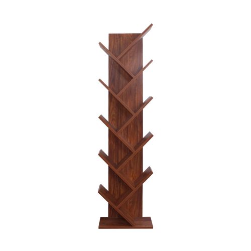 Bibliothèque Avec 10 Étagères En Mdf Couleur Marron Noyer