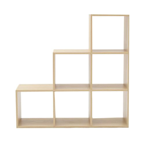 Bibliothèque En Échelle Avec 6 Cubes En Mdf Beige