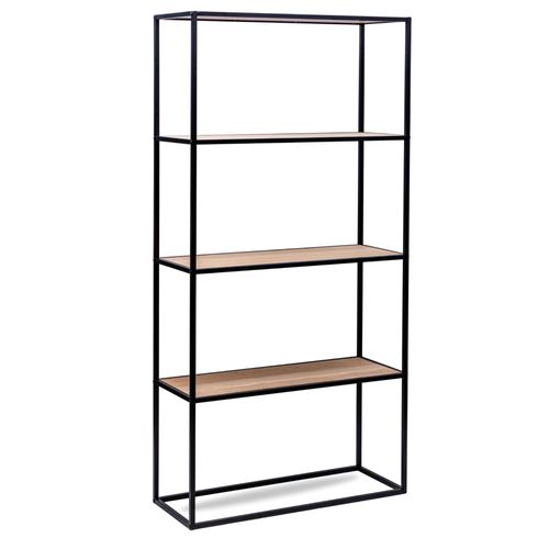 Etagère Style Industriel De 4 Niveaux En Bois Et Métal Noir