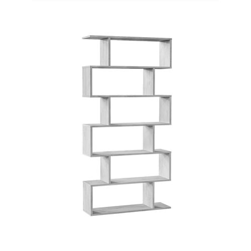 Bibliothèque 5 Étagères Effet Bois Gris Béton