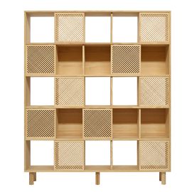 Bibliothèque En Bois Massif Naturel - 10 Portes - 160 Cm
