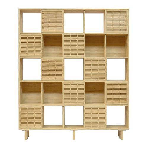 Bibliothèque En Bois De Pin Massif Naturel - 10 Portes - 160 Cm