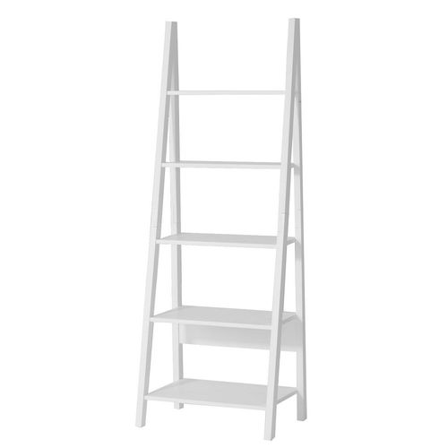 Étagère Style Échelle Avec 5 Étages Effet Bois Blanc