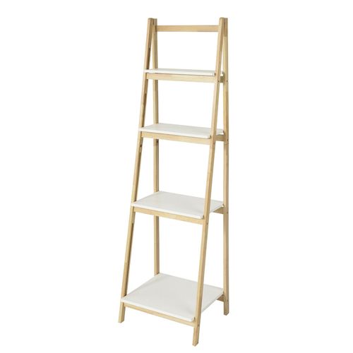 Étagère Pliable Style Échelle Avec 4 Niveaux De Rangement Effet Bois