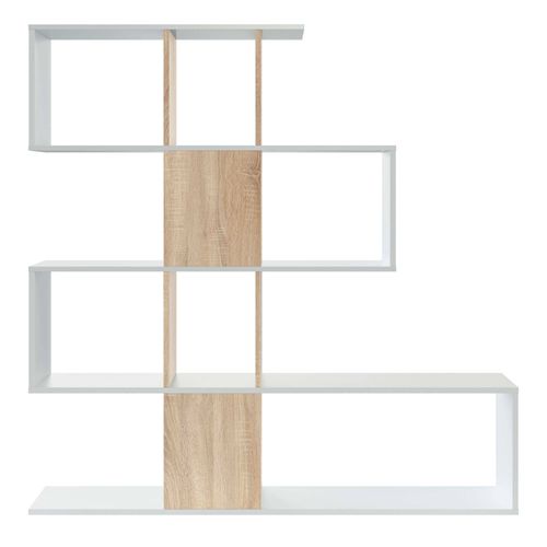 Bibliothèque 7 Compartiments Effet Bois Blanc Et Chêne
