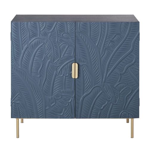 Buffet 2 Portes Motifs Sculptés Bleus